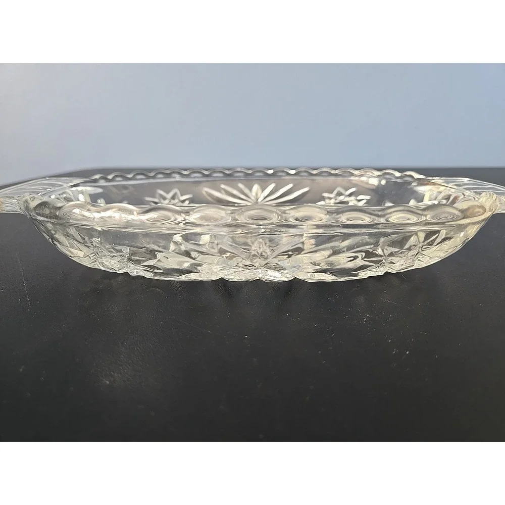 Vintage Anchor Hocking Prescut Star of David Deli Relish Divided Dish‎ Handles